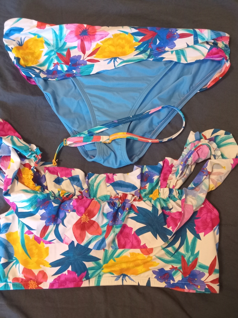 Floral Off-Shoulder Bikini Set in Blue and Multi - Picture 12 of 13